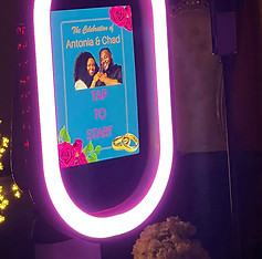 Photo booth screen and party lights